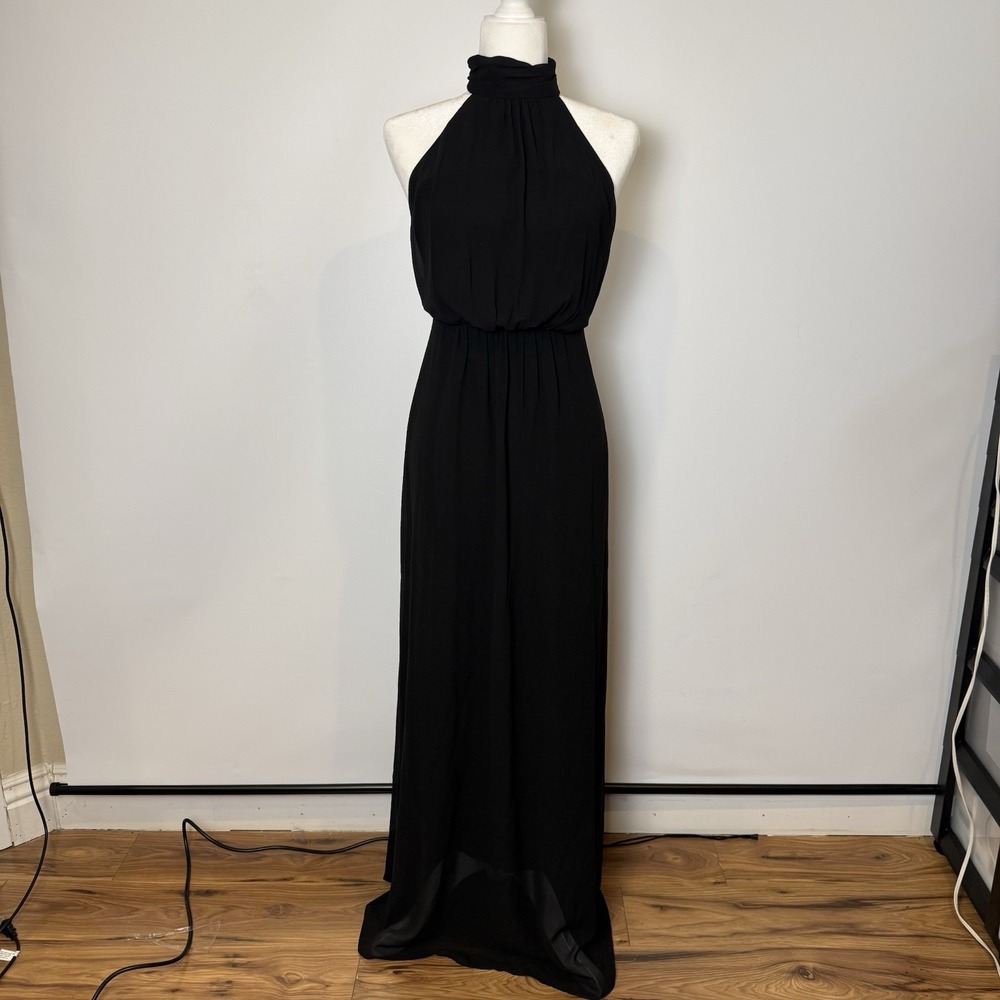 Show Me Your Mumu Sz MED Colette‎ Collar Halter Maxi Dress Black Backless